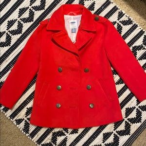 Girls Red Pea Coat